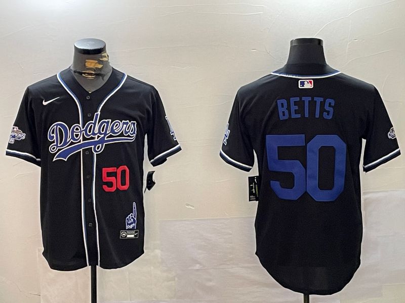 Men Los Angeles Dodgers 50 Betts Black Game 2024 Nike MLB Jersey style 12023